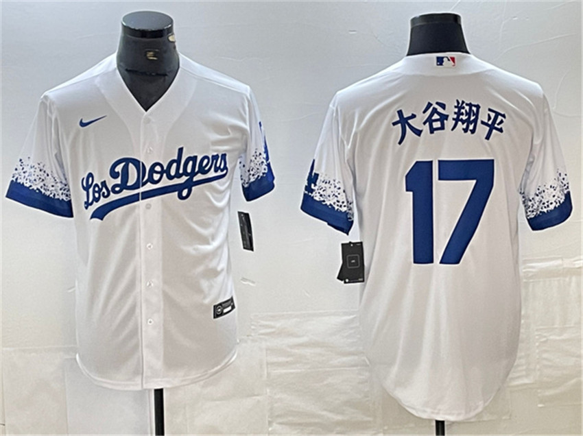 Men's White Los Angeles Dodgers #17 大谷翔平 City Connect Cool Base Stitched Jersey